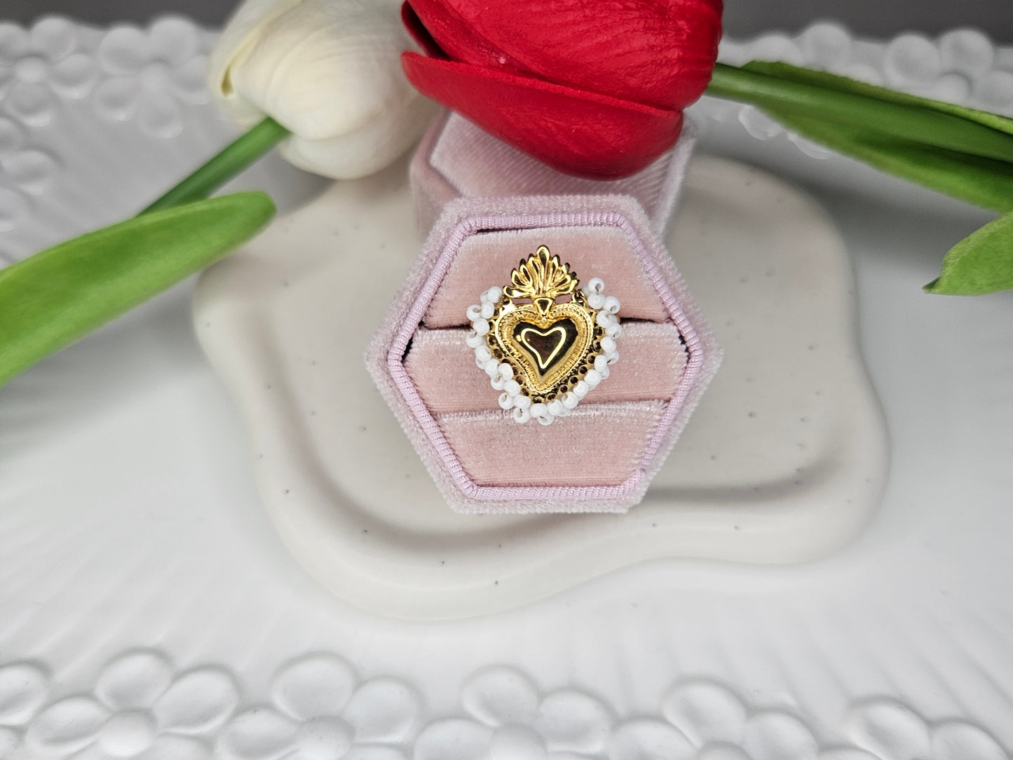 Anello cuore sacro  paillettes